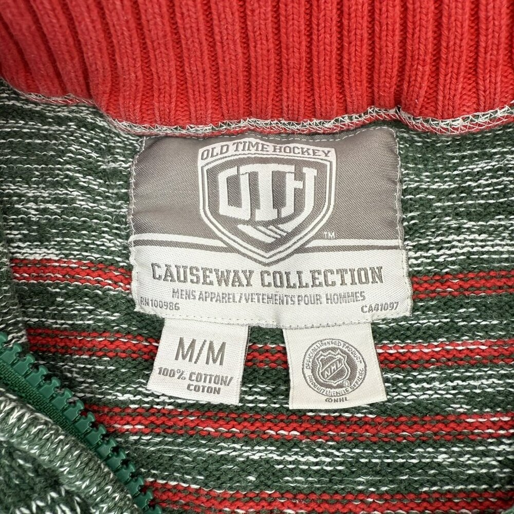 Minnesota Wild Old Time Hockey Knitted 1/4 Zip Sweater Mock Neck Size M NHL - Picture 7 of 8